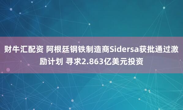 财牛汇配资 阿根廷钢铁制造商Sidersa获批通过激励计划 寻求2.863亿美元投资
